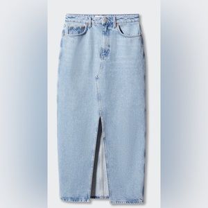 Mango | Denim Slit Midi Skirt | NWT